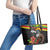 Kanaka Maoli Ikaika Warrior Leather Tote Bag Hibiscus Kakau Art and Tapa Tribal Pattern