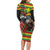 Kanaka Maoli Ikaika Warrior Long Sleeve Bodycon Dress Hibiscus Kakau Art and Tapa Tribal Pattern