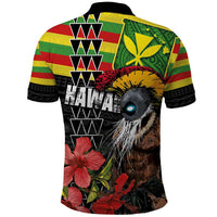 Kanaka Maoli Ikaika Warrior Polo Shirt Hibiscus Kakau Art and Tapa Tribal Pattern