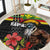 Kanaka Maoli Ikaika Warrior Round Carpet Hibiscus Kakau Art and Tapa Tribal Pattern