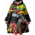 Kanaka Maoli Ikaika Warrior Wearable Blanket Hoodie Hibiscus Kakau Art and Tapa Tribal Pattern