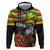 Kanaka Maoli Ikaika Warrior Zip Hoodie Hibiscus Kakau Art and Tapa Tribal Pattern