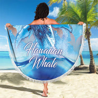 Hawaiian Waves Whale Beach Blanket Kakau Art and Tropical Red Hibiscus Flowers