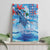 Hawaiian Waves Whale Canvas Wall Art Kakau Art and Tropical Red Hibiscus Flowers