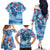 Hawaiian Waves Whale Family Matching Off The Shoulder Long Sleeve Dress and Hawaiian Shirt Kakau Art and Tropical Red Hibiscus Flowers