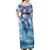 Hawaiian Waves Whale Family Matching Off Shoulder Maxi Dress and Hawaiian Shirt Kakau Art and Tropical Red Hibiscus Flowers