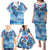 Hawaiian Waves Whale Family Matching Puletasi and Hawaiian Shirt Kakau Art and Tropical Red Hibiscus Flowers