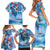 Hawaiian Waves Whale Family Matching Short Sleeve Bodycon Dress and Hawaiian Shirt Kakau Art and Tropical Red Hibiscus Flowers