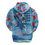 Hawaiian Waves Whale Hoodie Kakau Art and Tropical Red Hibiscus Flowers