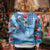 Hawaiian Waves Whale Kid Ugly Christmas Sweater Kakau Art and Tropical Red Hibiscus Flowers