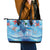 Hawaiian Waves Whale Leather Tote Bag Kakau Art and Tropical Red Hibiscus Flowers