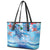 Hawaiian Waves Whale Leather Tote Bag Kakau Art and Tropical Red Hibiscus Flowers