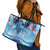 Hawaiian Waves Whale Leather Tote Bag Kakau Art and Tropical Red Hibiscus Flowers