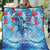 Hawaiian Waves Whale Quilt Kakau Art and Tropical Red Hibiscus Flowers