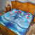 Hawaiian Waves Whale Quilt Kakau Art and Tropical Red Hibiscus Flowers