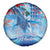 Hawaiian Waves Whale Spare Tire Cover Kakau Art and Tropical Red Hibiscus Flowers