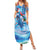 Hawaiian Waves Whale Summer Maxi Dress Kakau Art and Tropical Red Hibiscus Flowers