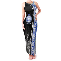 Fiji Queen Victoria School Family Matching Tank Maxi Dress and Hawaiian Shirt Tapa and Polynesian Tribal Pattern Half Style LT03 Mom's Dress Black - Polynesian Pride