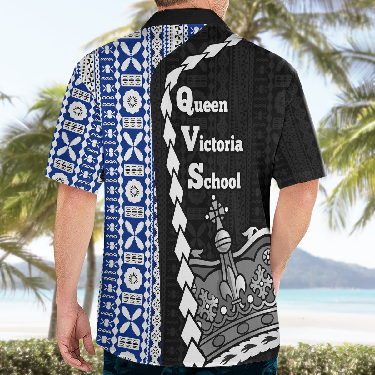 Fiji Queen Victoria School Hawaiian Shirt Tapa and Polynesian Tribal Pattern Half Style LT03 - Polynesian Pride