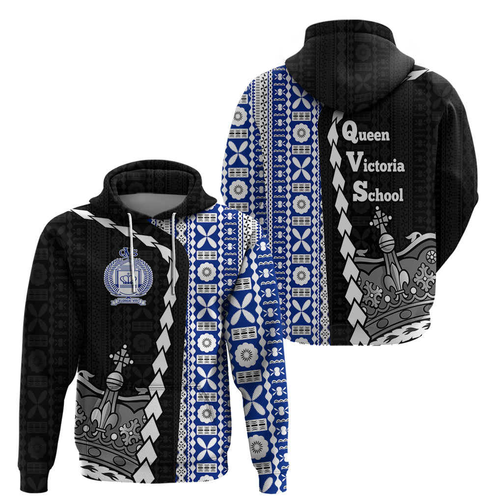 Fiji Queen Victoria School Zip Hoodie Tapa and Polynesian Tribal Pattern Half Style LT03 - Polynesian Pride