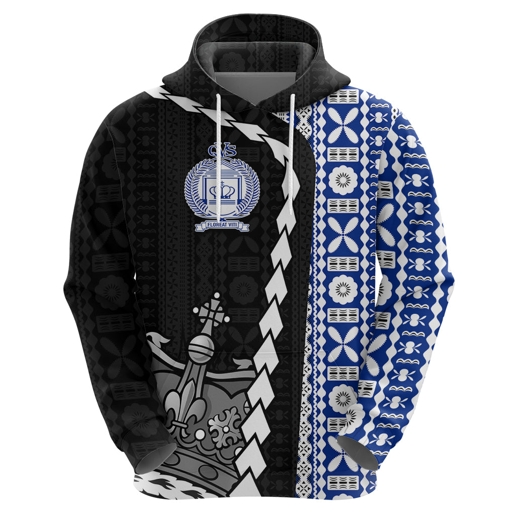 Fiji Queen Victoria School Zip Hoodie Tapa and Polynesian Tribal Pattern Half Style LT03 - Polynesian Pride