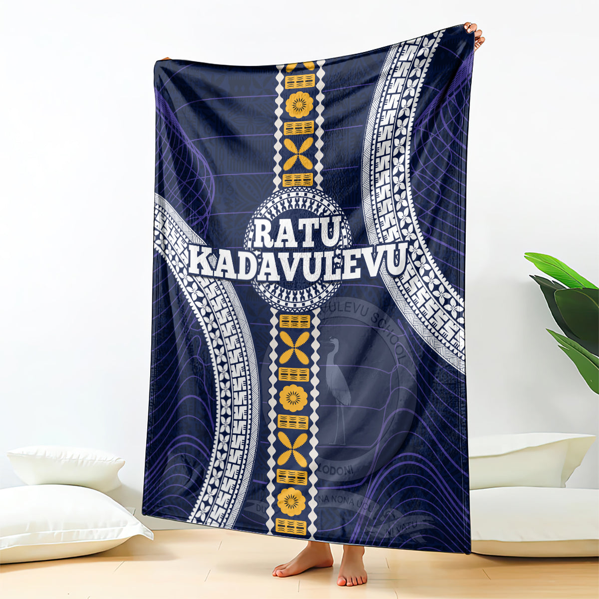 Fiji Ratu Kadavulevu School Blanket Tapa and Polynesian Tribal Pattern LT03 Blue - Polynesian Pride