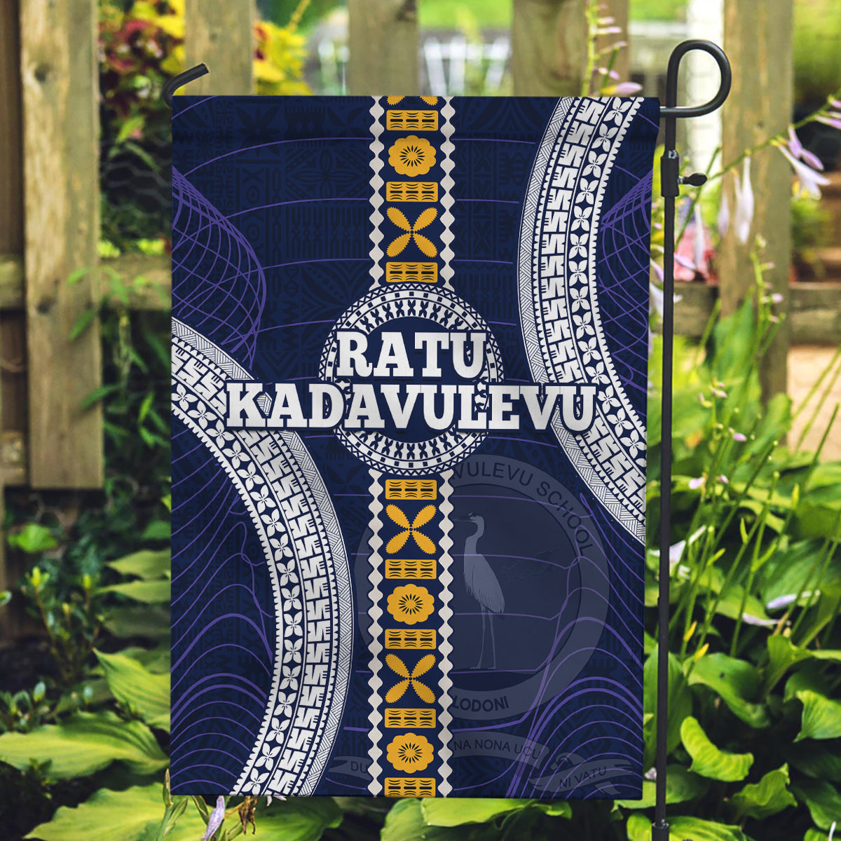 Fiji Ratu Kadavulevu School Garden Flag Tapa and Polynesian Tribal Pattern LT03 Garden Flag Blue - Polynesian Pride