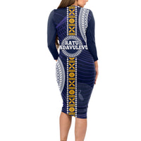 Fiji Ratu Kadavulevu School Long Sleeve Bodycon Dress Tapa and Polynesian Tribal Pattern LT03 - Polynesian Pride