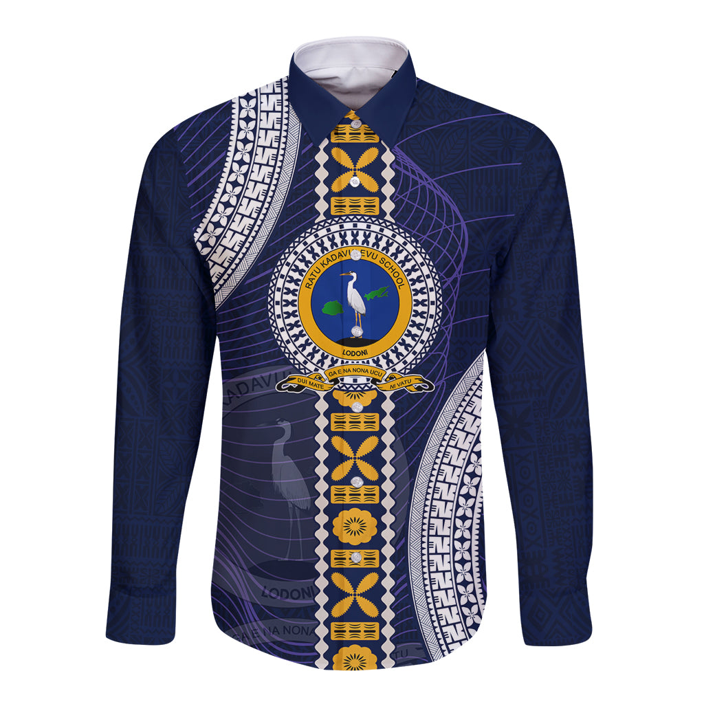 Fiji Ratu Kadavulevu School Long Sleeve Button Shirt Tapa and Polynesian Tribal Pattern LT03 Unisex Blue - Polynesian Pride