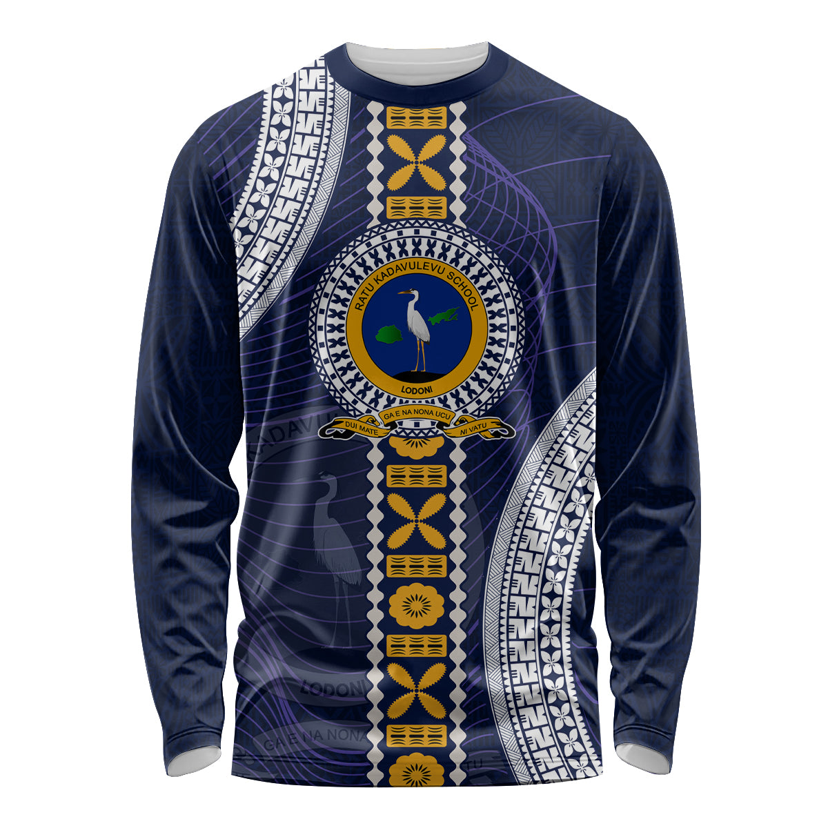 Fiji Ratu Kadavulevu School Long Sleeve Shirt Tapa and Polynesian Tribal Pattern LT03 Unisex Blue - Polynesian Pride