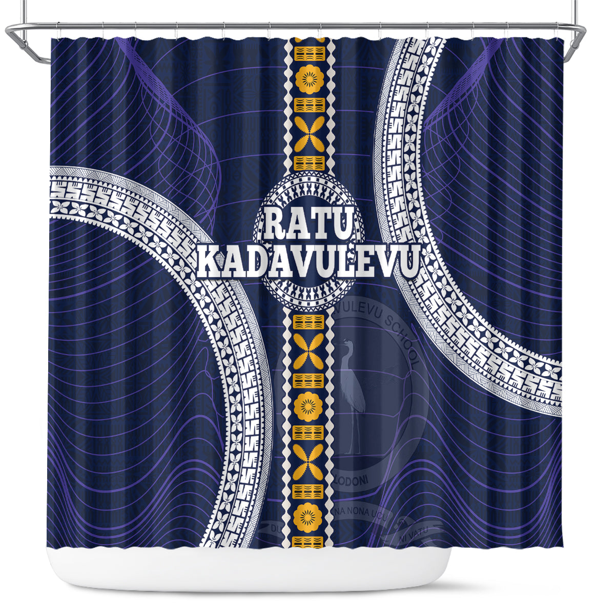 Fiji Ratu Kadavulevu School Shower Curtain Tapa and Polynesian Tribal Pattern LT03 Blue - Polynesian Pride