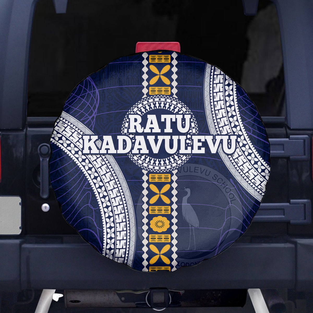 Fiji Ratu Kadavulevu School Spare Tire Cover Tapa and Polynesian Tribal Pattern LT03 Blue - Polynesian Pride