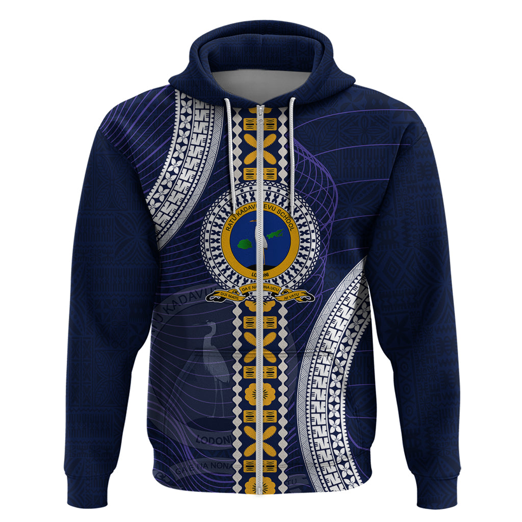 Fiji Ratu Kadavulevu School Zip Hoodie Tapa and Polynesian Tribal Pattern LT03 Zip Hoodie Blue - Polynesian Pride