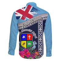 Fiji Lelean Memorial School Family Matching Off Shoulder Long Sleeve Dress and Hawaiian Shirt Tapa and Polynesian Tribal Pattern LT03 - Polynesian Pride