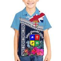Fiji Lelean Memorial School Kid Hawaiian Shirt Tapa and Polynesian Tribal Pattern LT03 Kid Blue - Polynesian Pride
