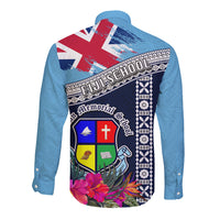 Fiji Lelean Memorial School Long Sleeve Button Shirt Tapa and Polynesian Tribal Pattern LT03 - Polynesian Pride