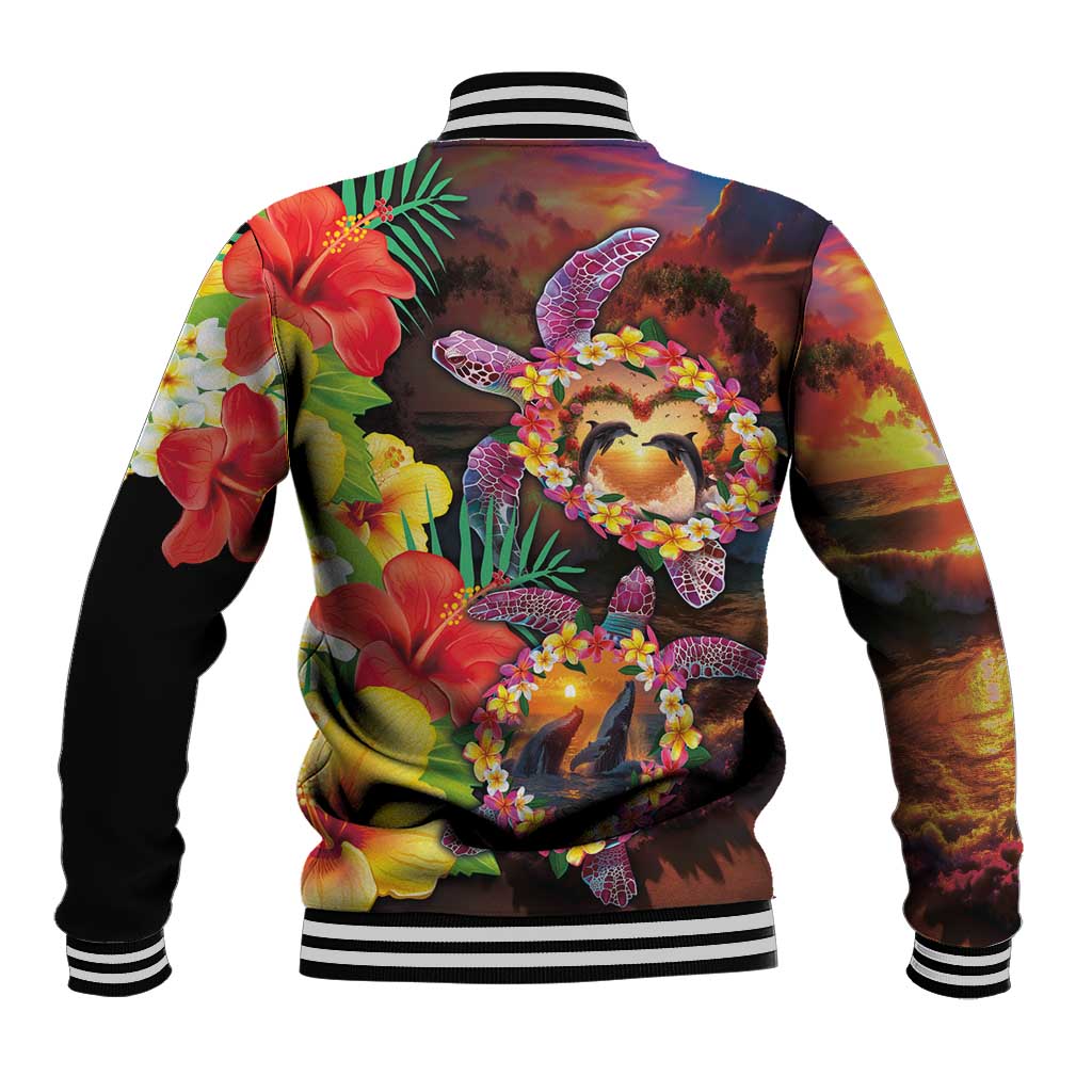 Hawaiian Sea Animals Love Couple Baseball Jacket Aloha Sunset Symphony LT03 - Polynesian Pride