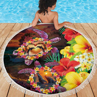 Hawaiian Sea Animals Love Couple Beach Blanket Aloha Sunset Symphony LT03 - Polynesian Pride