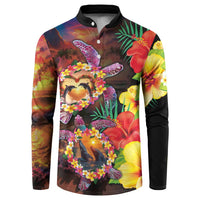 Hawaiian Sea Animals Love Couple Button Sweatshirt Aloha Sunset Symphony LT03 Black - Polynesian Pride