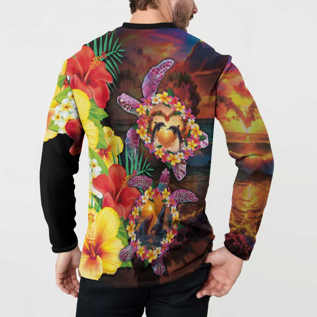 Hawaiian Sea Animals Love Couple Button Sweatshirt Aloha Sunset Symphony LT03 - Polynesian Pride