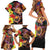 Hawaiian Sea Animals Love Couple Family Matching Short Sleeve Bodycon Dress and Hawaiian Shirt Aloha Sunset Symphony