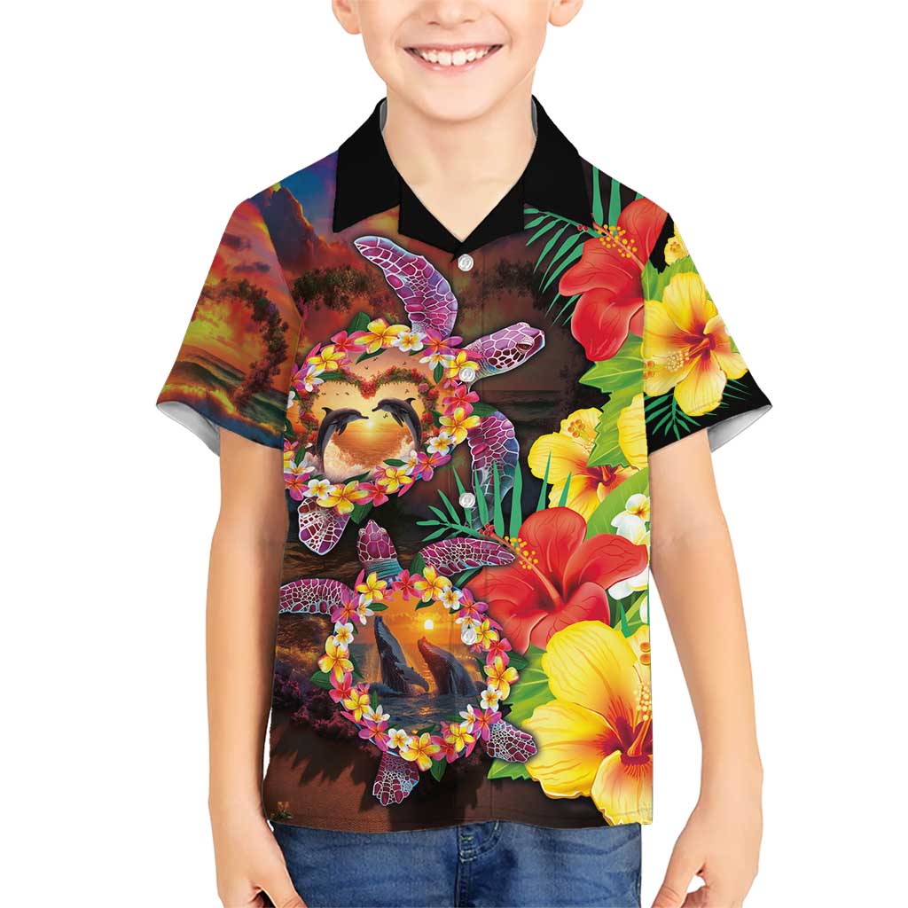 Hawaiian Sea Animals Love Couple Kid Hawaiian Shirt Aloha Sunset Symphony
