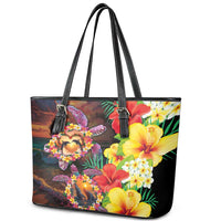 Hawaiian Sea Animals Love Couple Leather Tote Bag Aloha Sunset Symphony LT03 - Polynesian Pride