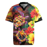 Hawaiian Sea Animals Love Couple Rugby Jersey Aloha Sunset Symphony LT03 Black - Polynesian Pride