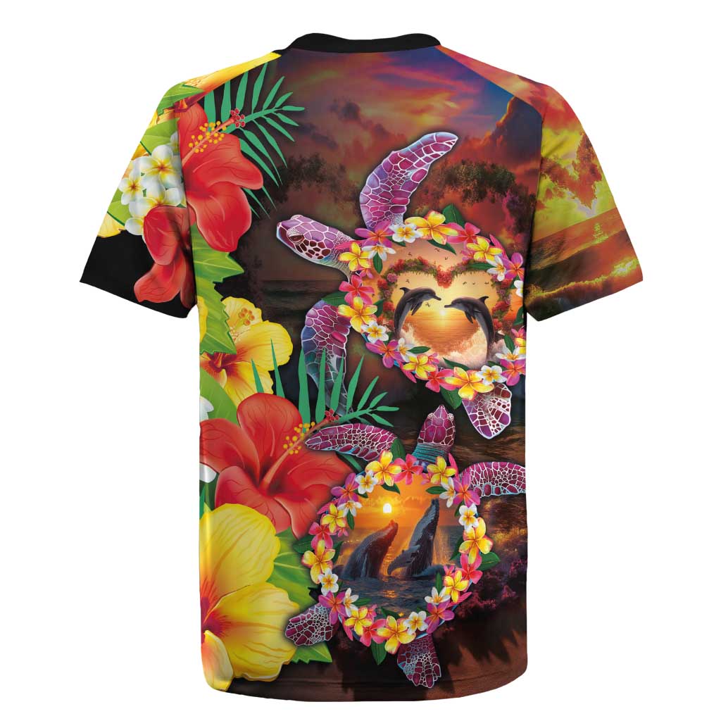 Hawaiian Sea Animals Love Couple Rugby Jersey Aloha Sunset Symphony LT03 - Polynesian Pride