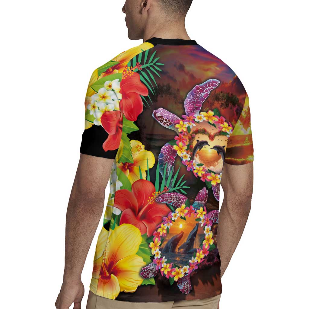 Hawaiian Sea Animals Love Couple Rugby Jersey Aloha Sunset Symphony LT03 - Polynesian Pride