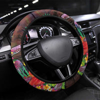 Hawaiian Sea Animals Love Couple Steering Wheel Cover Aloha Sunset Symphony LT03 Universal Fit Black - Polynesian Pride