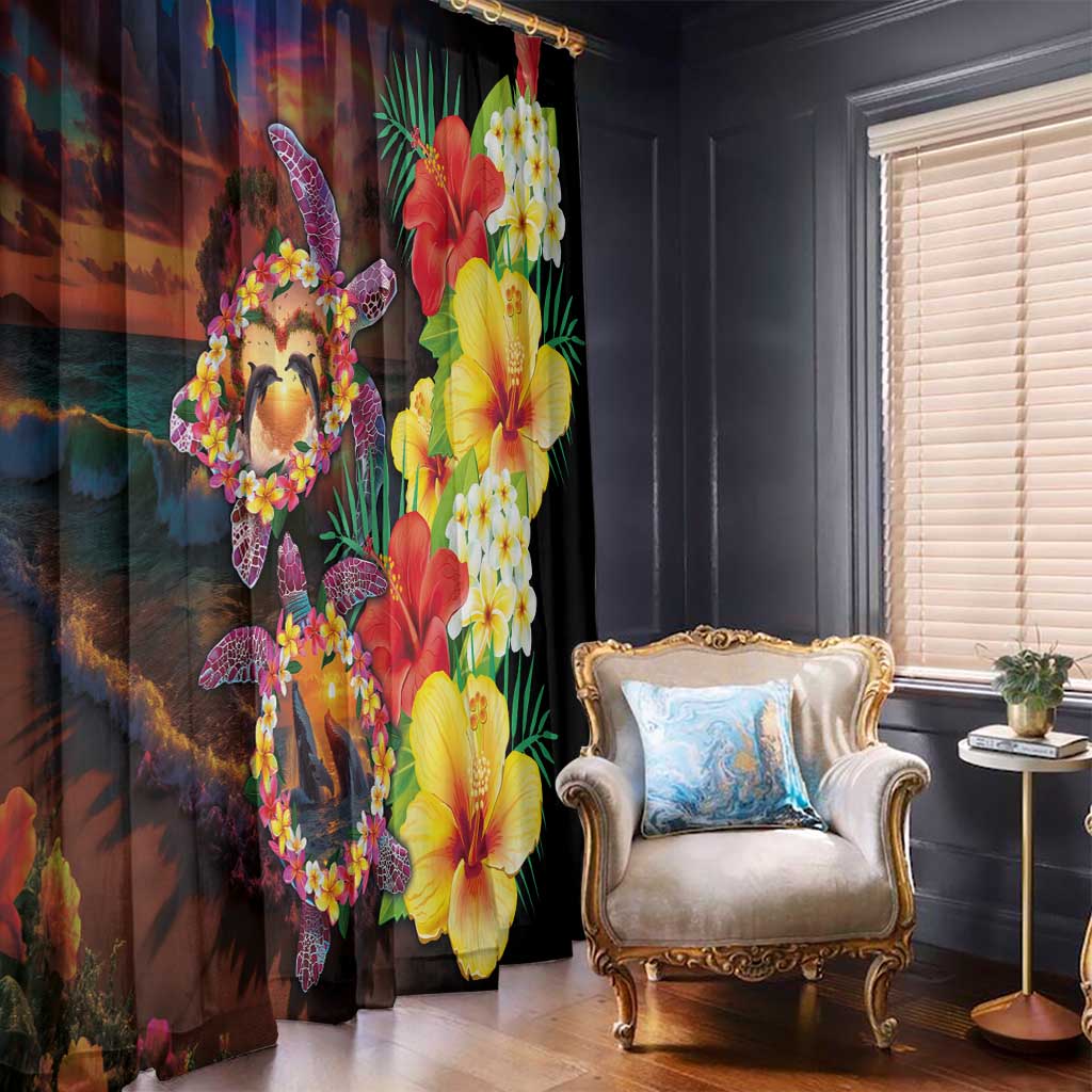 Hawaiian Sea Animals Love Couple Window Curtain Aloha Sunset Symphony LT03 - Polynesian Pride
