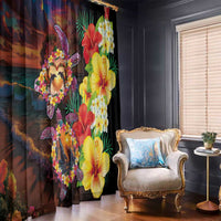 Hawaiian Sea Animals Love Couple Window Curtain Aloha Sunset Symphony LT03 - Polynesian Pride