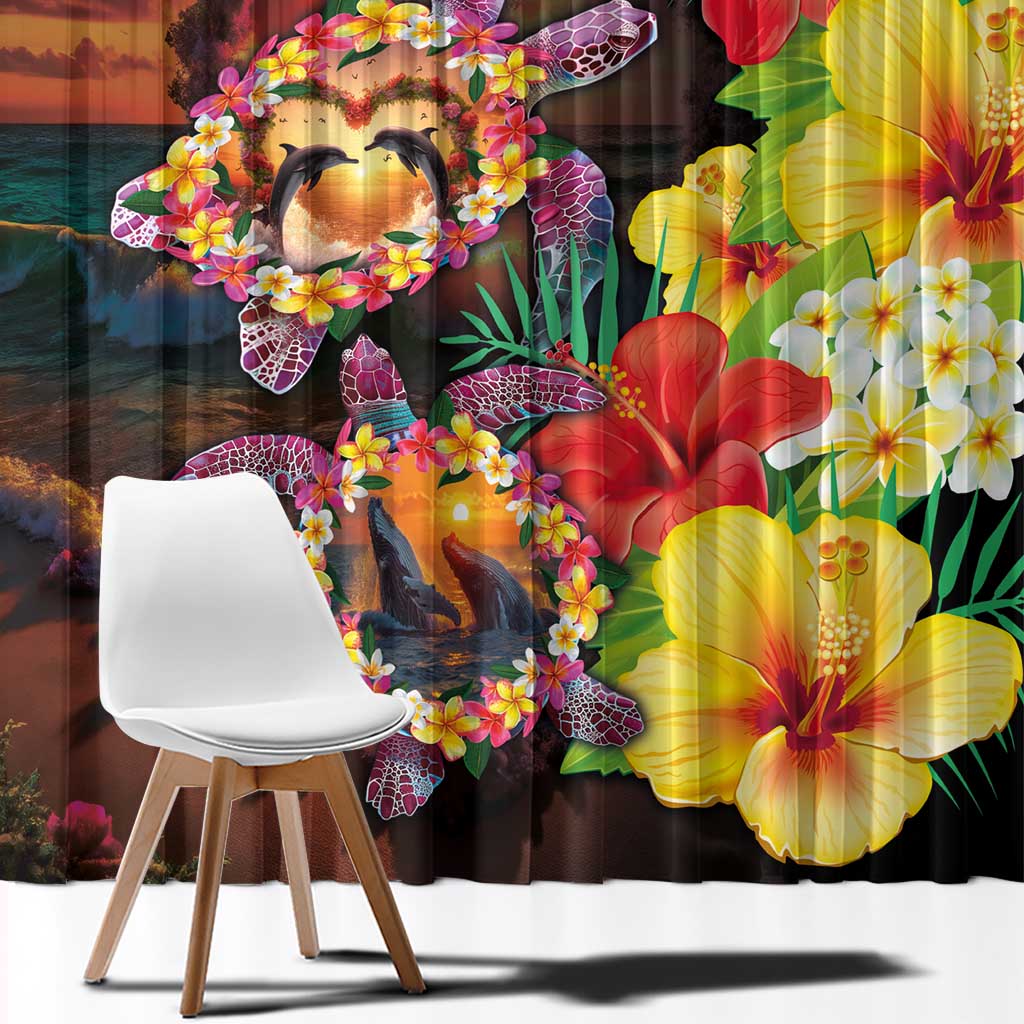 Hawaiian Sea Animals Love Couple Window Curtain Aloha Sunset Symphony LT03 - Polynesian Pride